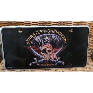 VINTAGE Disney WDW Pirates of the Caribbean Ride Metal License‎ Plate Never Used